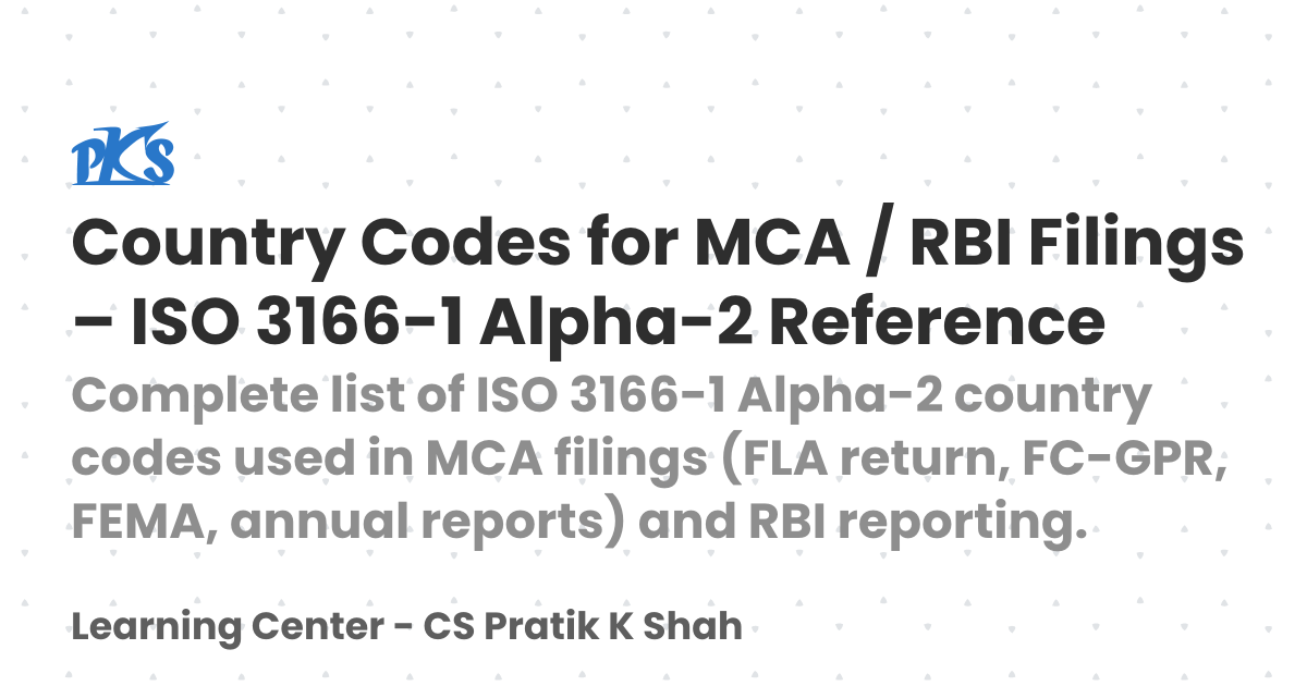 Country Codes for MCA / RBI Filings – ISO 3166-1 Alpha-2 Reference ...